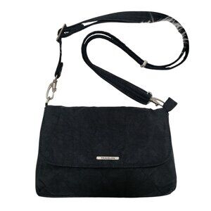 Travelon Exclusive Edition RFID Paisley Lining Black Quilted Crossbody Bag